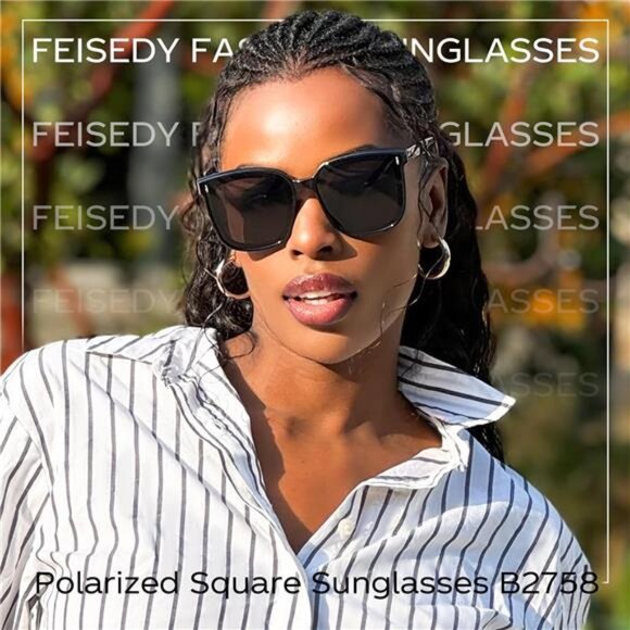 Women Oversized Vintage Polarized Sunglasses Square Cute Trendy Classic Simple main image 4